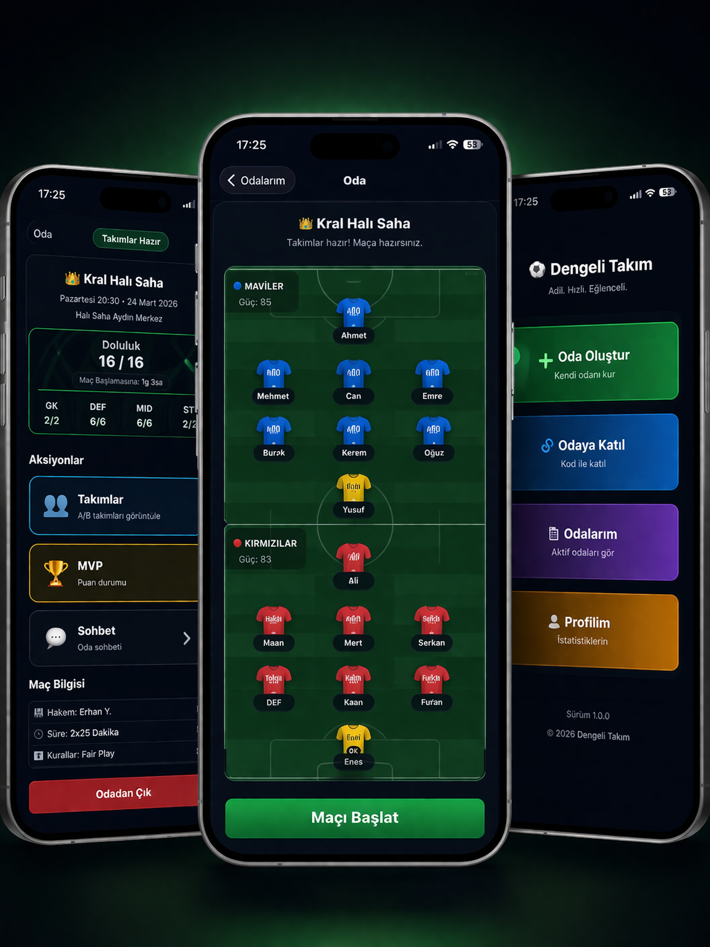 Dengeli Takım uygulama ekranları